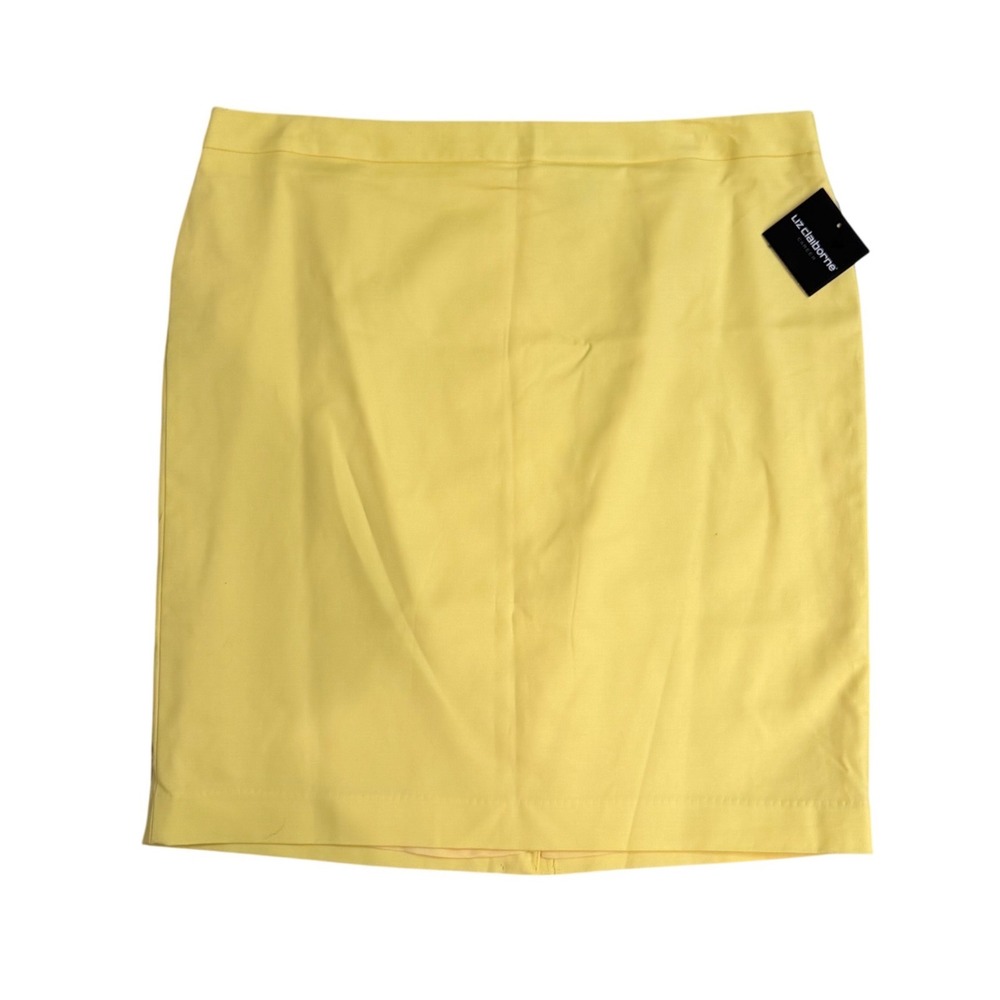 Liz Claiborne Career Popcorn Yellow Double Cotton Pencil Skirt Sz 16 NWT Classy